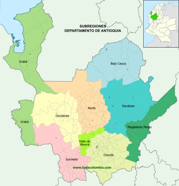 Subregiones De Antioquia Las 9 Regiones De Antioquia Con Sus Municipios