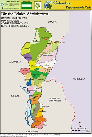 Municipios Del Cesar Division Politica Departamento Del Cesar Colombia Listado De Municipios