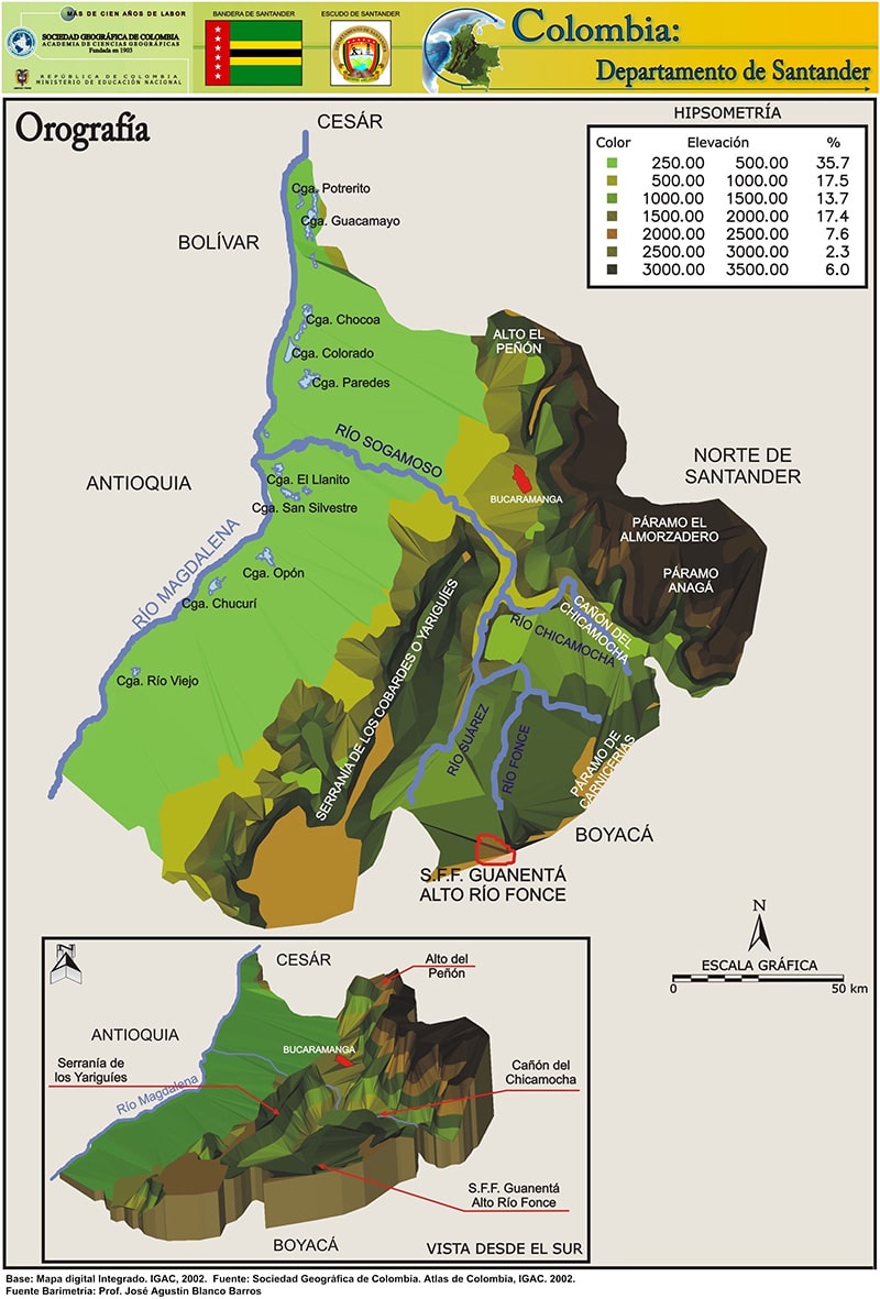 Mapa Orografía Santander